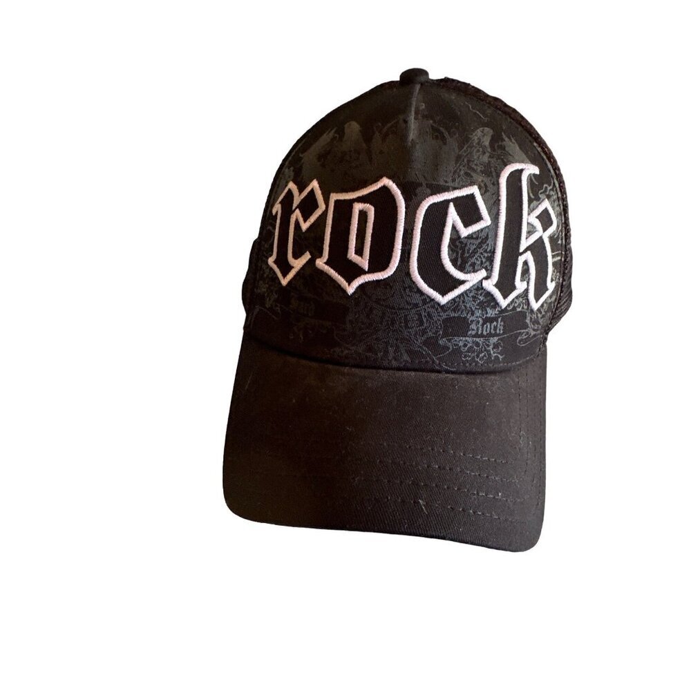Hard Rock Cafe Black on Black ROCK Chicago Hat Cap Adjustable